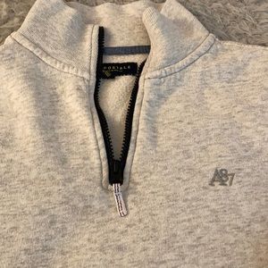 Half zip light gray sweatshirt